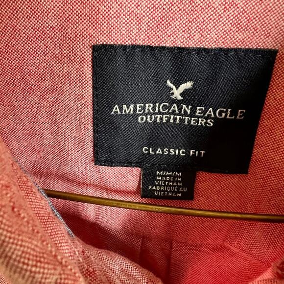 AMERICAN EAGLE, seriously soft, long sleeve, red, button down men’s size M shirt - Picture 3 of 11